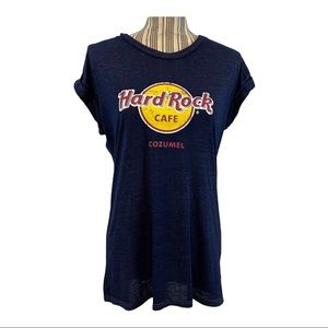 Hard Rock Cafe Cozumel navy blue short sleeve burnout T-shirt